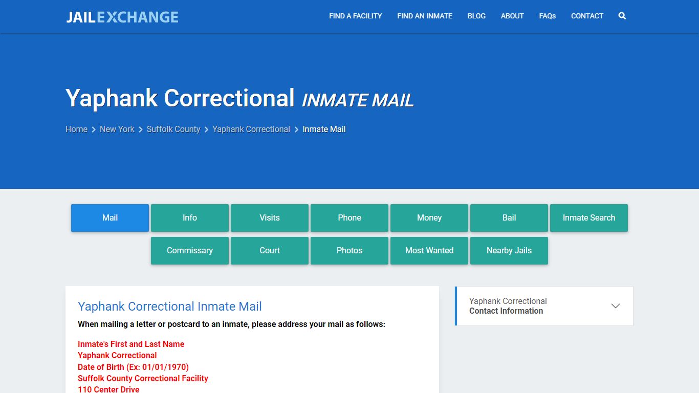 Inmate Mail - Yaphank Correctional, NY - Jail Exchange