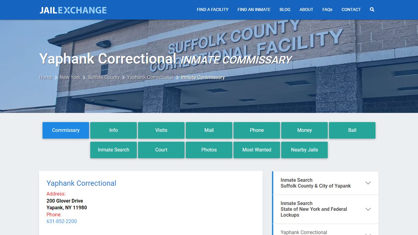 Inmate Commissary, Care Packs - Yaphank Correctional, NY - Jail Exchange