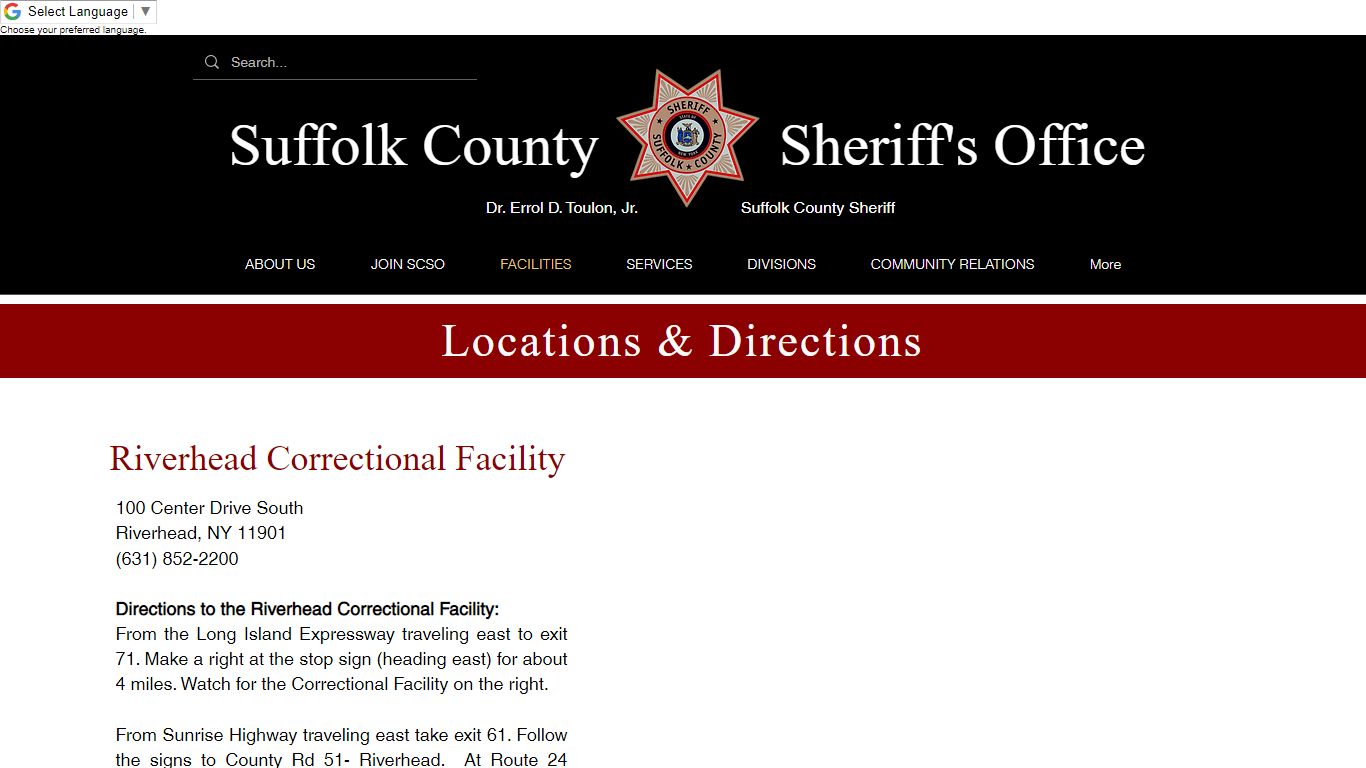 FACILITIES | Suffolk County Sheriffs Office